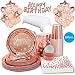 288 Piece Rose Gold Happy Birthday Party Supplies for 30 Guests | Disposable Paper Plates Cups Cupcake Liners and Napkins Set | Foil Balloons for Backdrops | Party Dinnerware Set with Tablecloth