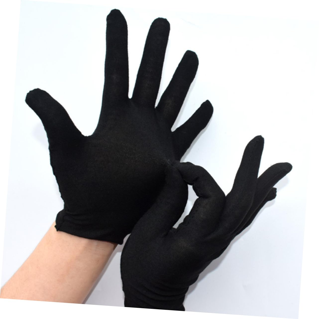 PartyKindom Guantes de Algodón Negros para Trabajo Resistentes y Transpirables, 12 Pares, Impermeables y Anti-corte, Ideales para Jardinería y Uso Industrial