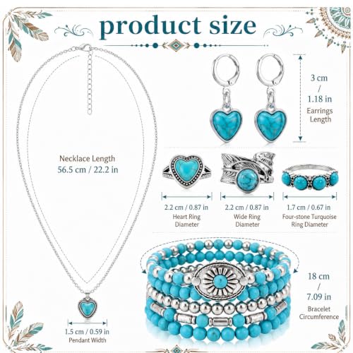 Image of Ecally Western Turquoise Jewelry Set for Women