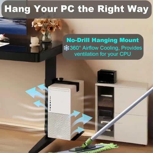 Soporte para CPU de escritorio pesado Diydeg con doble opción de montaje (80 x 50 mm) | Soporte para torre de PC bajo el escritorio, ideal para salas de juegos, oficinas en casa o estaciones de trabajo miniatura 3