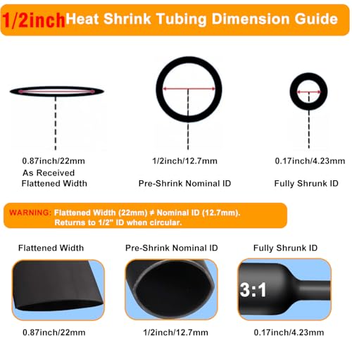 12 inch127mm heat shrink tubing - 10 ft 31ratio waterproof heat shrink tubing1234 pre-shrink diameter01734 shrunk adhesive lined dual wall adhesive shrinkable wire wrap tube