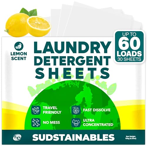 Sudstainables Laundry Detergent Sheets 60 Loads – Dissolvable Laundry Sheet for Washing Machines,...