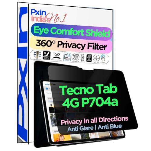 Image of PxIn Tablet Privacy Screen Guard compatible with Tecno Tab 4G P704a | No.1 | Anti Glare | Anti Blue Light | Anti UV | 4 Way Privacy Filter | 360 Privacy | Eye Protect