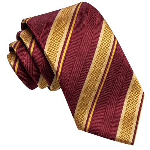 Image of Barry.Wang Silk Men Ties Formal Stripes Necktie and Tie Clip for Wedding Party Business Fashion Classic
