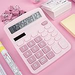 Cute Pink Desktop Calculator with Big Buttons, Dual Power Source, Solar and Battery, Large Display Screen - Perfect for Office, Teachers, and Students (Pink) - Image 2