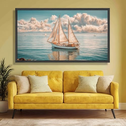 Art mural nautique vintage pour une décoration salon style bord de mer - 2