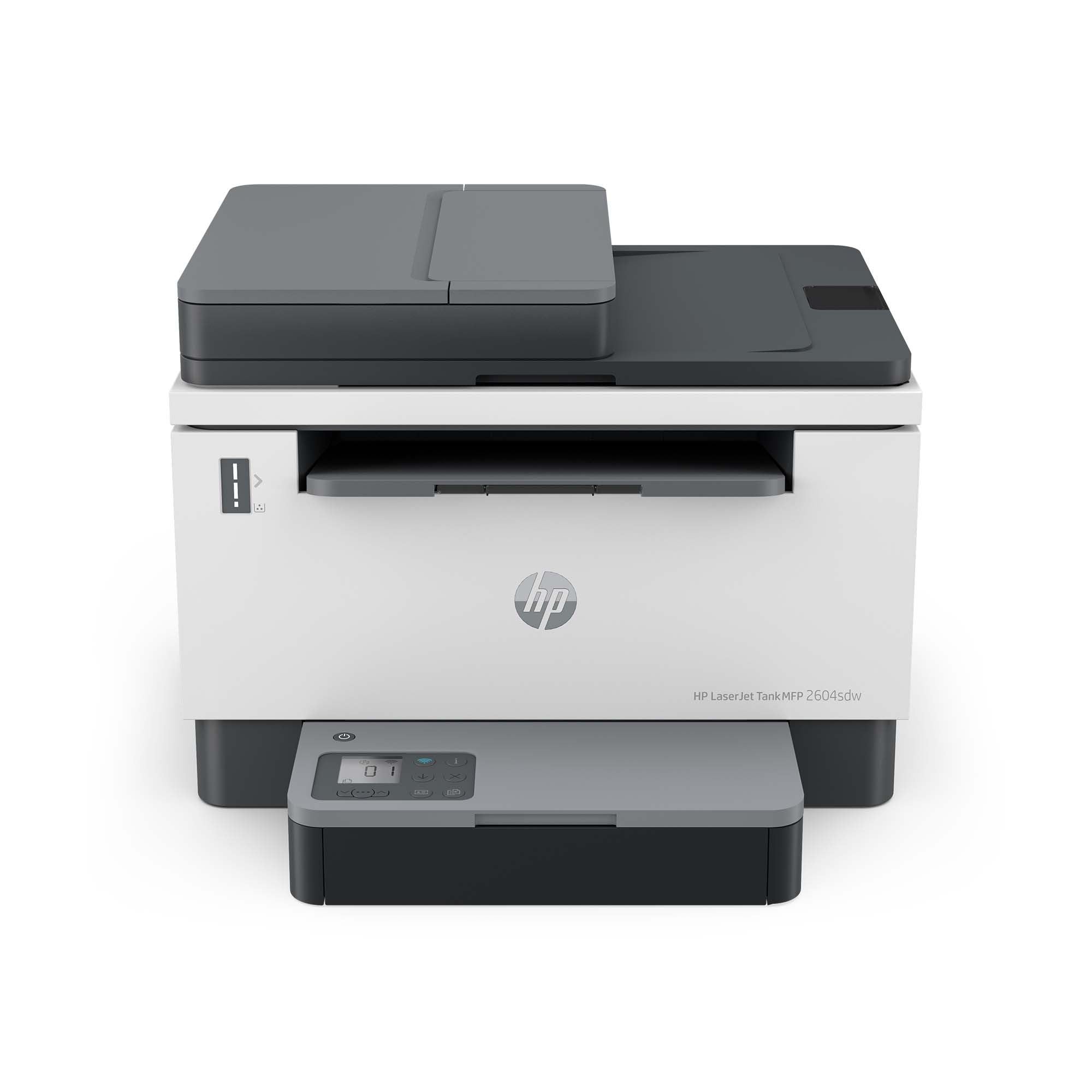 HP Laser Tank 2604sdw, 381V1A, Imprimante Monochrome Multifonction, Réservoir de Toner intégré, Impression Recto/Verso Automatique, 22 ppm, Jusqu’à 5000 Pages, Numérisation, Wi-FI, USB, Blanche