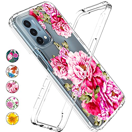 Oneplus Nord N200 5g Case, Flowhale for Oneplus Nord N200 5g Case with Screen Protector 2 Pieces, Oneplus Nord N200 5g Case for Women Girl Red Rose (Oneplus Nord N200 5g Case, Red Rose Floral)