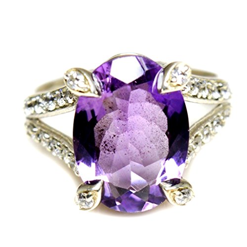 Bijou améthyste ovale argent sterling 0.925 bague mixte homme femme tendance