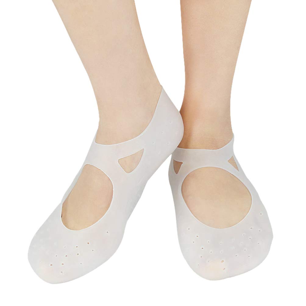 Happyyami 1 Pair Silicone Arch Beach Socks Tendon Socks Foot Care Socks Gel Moisturizing Socks Silicone Foot Socks Cracked Protector Sock Plantar Heel White Men and Women