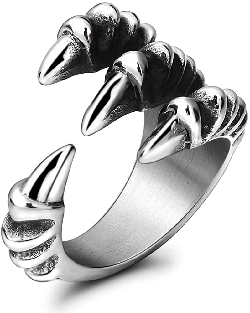 Amazon | [Rockyu] 指輪 メンズ フリーサイズ おしゃれ 竜 龍爪