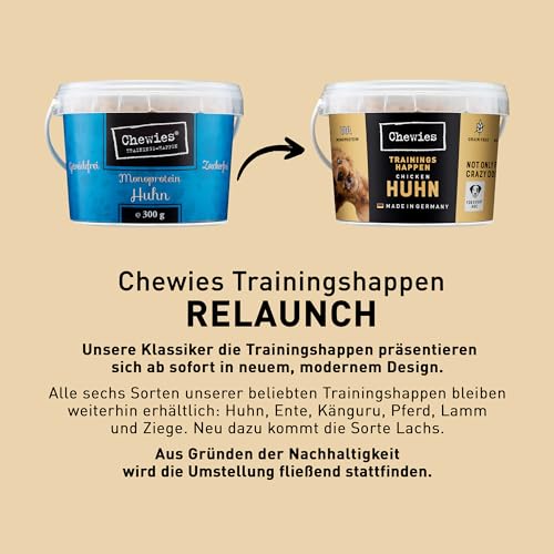 Chewies Trainingshappen Huhn - Monoprotein Snack für Hunde - 300 g - getreidefrei & zuckerfrei - Softe Leckerlies fürs Hundetraining - hypoallergen