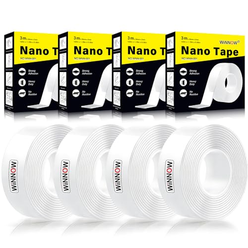 Image of WINNOW 4 Pack Double Sided Tape，1.2 inch x 120 inch Double Sided Mounting Tape - Bulk Supply for Contractors, Crafters & Commercial Use，Adhesive Tape for Office, Hotel, School, Factory