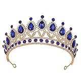 Kamirola Royal Queen Crown and Tiaras Princess Crown for Women and Girls Crystal Headbands for Bridal, Princess for Wedding and Party (Sapphire blue)