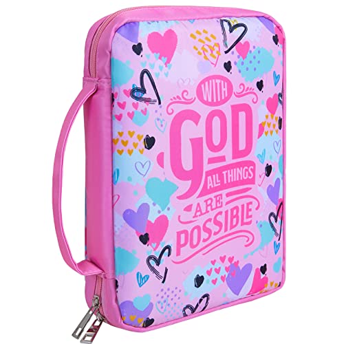 ICOSY Bible Cover Case for Women Girls Kids Bible Bag Case with Handle Kids Girls Bible Study Accessories Supplies