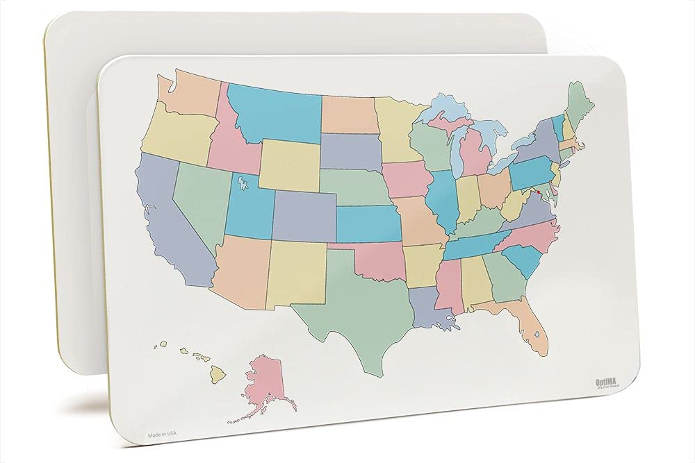 Student Lapboard with USA Map Without State Names, 11" x 17" x 1/8" Double Sided Non-Magnetic Lap Board. US Map with State Name Abbreviations on One