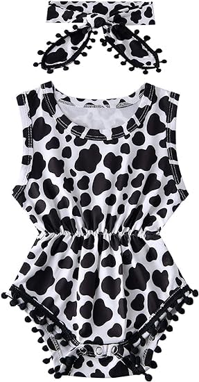 Image of UNICOMIDEA Baby Girls Outfit Newborn Romper Jumpsuits Sleeveless One-Piece Clothes 0-24 Months Bodysuit with Headband