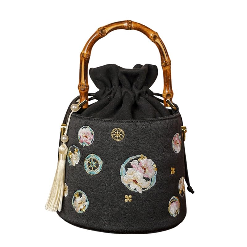 fierre shann Women Ball Embroidered Handbag | Floral Pattern Small Bucket Bag-picture-12
