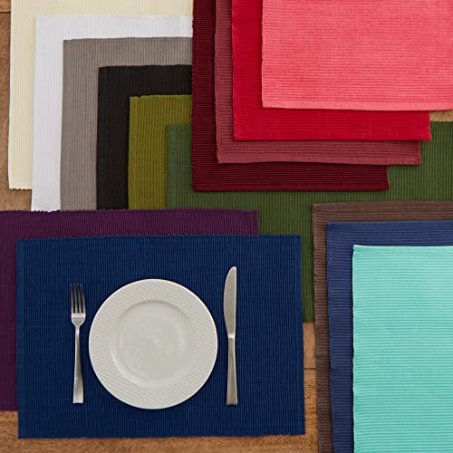 image for DII Basic Everyday Ribbed Tabletop 100% Cotton, Placemat Set, 13x19, D