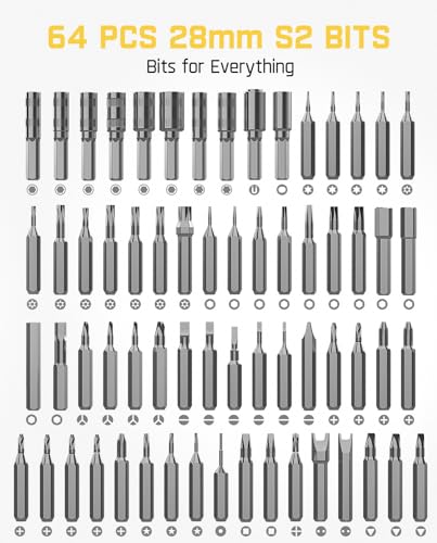 Fanttik Electric Screwdriver Kit, Precision Screwdriver Set, 64 Magnetic Bits, 12 Types Fix Tools, 0.05/0.2 N.m, Repair Tool for Phone Laptop Watch Electronics - E1 NEX Workstation