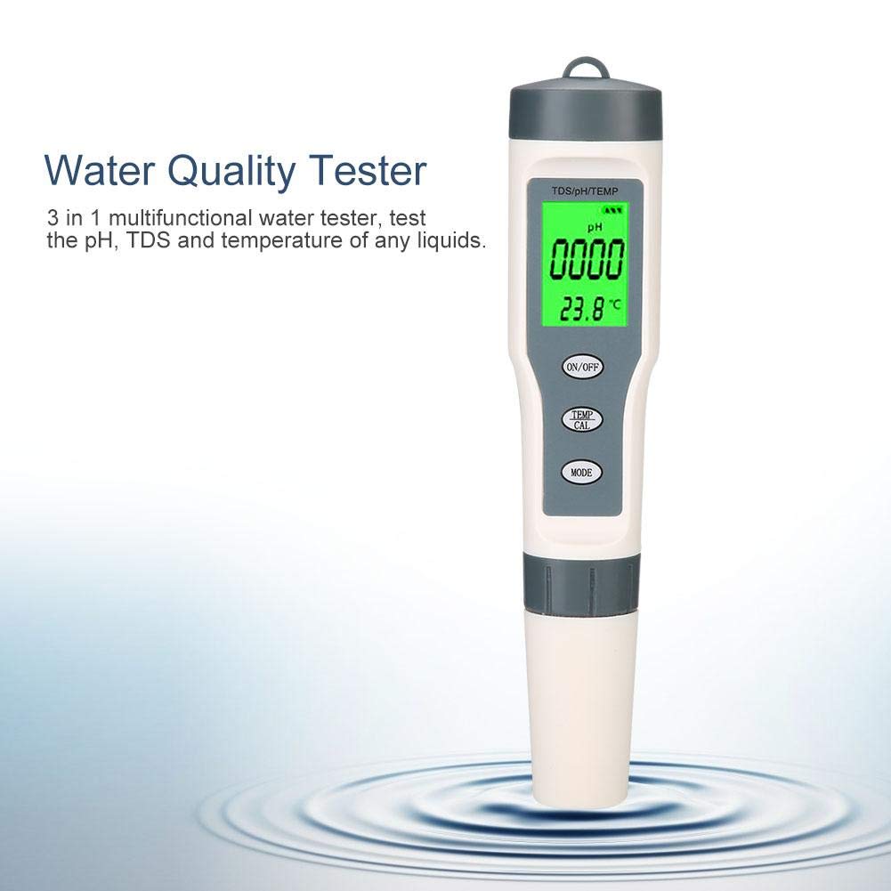 Wasserqualität Tester, ph wert messgerät, PH Messgerät chlor, ph messgerät Wasser 3 in 1 Tragbare Digitale TDS PH Temp Meter Aquarium Pool Wasser Reinheit