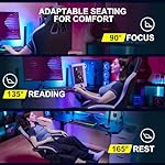 GTPLAYER Gaming Chair, Computer Office Chair with Pocket Spring Cushion, Linkage Armrests and Footrest, High Back Ergonomic Computer Chair with Lumbar Support Task Chair with Footrest(Black) - Image 4