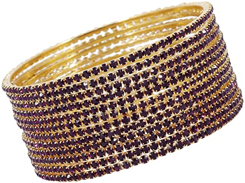 Zircon Studded Glossy Bangle Set, Pack of 12