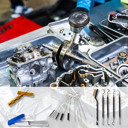 Image of Suxgumoe Carburetor Cleaning Kit, Dirt Cleaner Tools Needle Set, Torch Tip Cleaner Set 13 Cleaning Wires 5 Nylon Brushes 10 Needles 4 Cleaning Hooks and 1 Single Head Brush (Set A)
