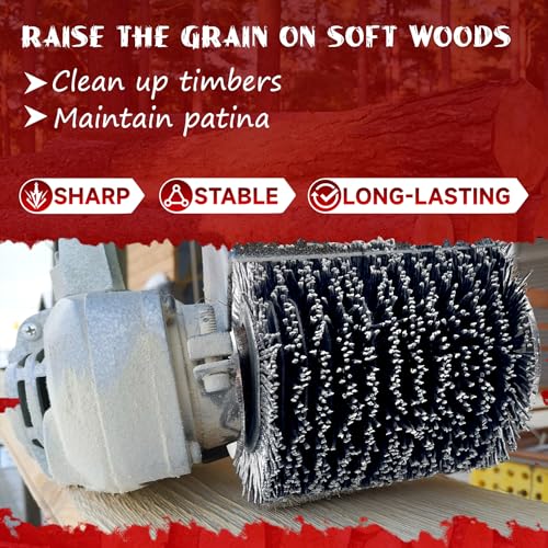 Image of Replace Restore WRBW80 80 Grit Nylon Brush Abrasive Drawing Wire Wheel Wood Timber Cleaning Texturing Compatible with All Restore, Porter Cable, Craftsman Drum Sander Tools for Woodworking