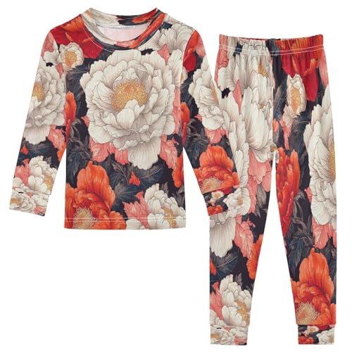Pajama Sets Long Sleeve Beautiful Flowers Soft Comfy Sleepwear 2 Piece PJS 3-8T