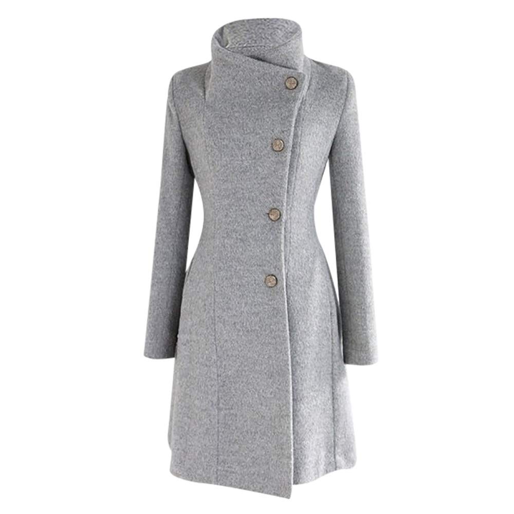 DeaAmyGline Wintermantel Damen Wollmantel Lang mit Gürtel Elegant Stehkragen Knopf Trenchcoat Overcoat Winddicht Warm Herbst Winter Parka Jacke Mantel übergangsjacke Winterjacke