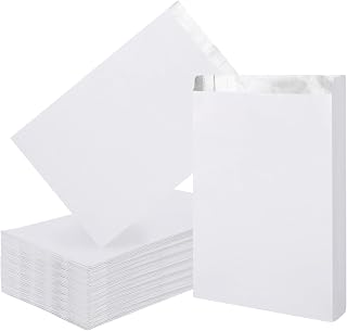 EUSOAR Food Storage Bags, 100pcs 7.5"x11.8"x2" White Foil Sandwich Bags，Hot Dog Hamburger Wrappers Bags Foil for Hot Food，Bakery Cookies, Treats, Snack, BBQ Take-out