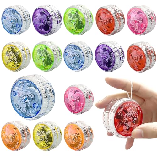 CLIUNT LED Licht YoYo, 15 Stück LED Licht Jo-Jo, Kunststoff Responsive Yoyo, Leuchten Yoyos JoJo für Anfänger Geburtstag Party Gastgeschenk, Zufällige Farben
