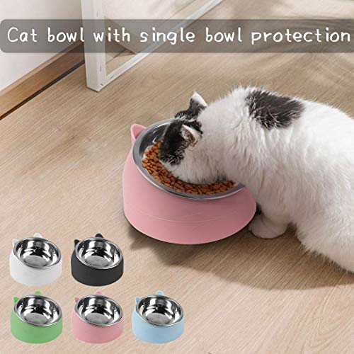 Fressnäpfe für Katzen,Futternäpfe Katzenfutter,Katzennapf Erhöht,Hundenapf rutschfest,Katzennapf Set,15°Geneigte Plattform,für Katze Welpe Futter und Wass,Herausnehmbarem Edelstahlnapf 200ML