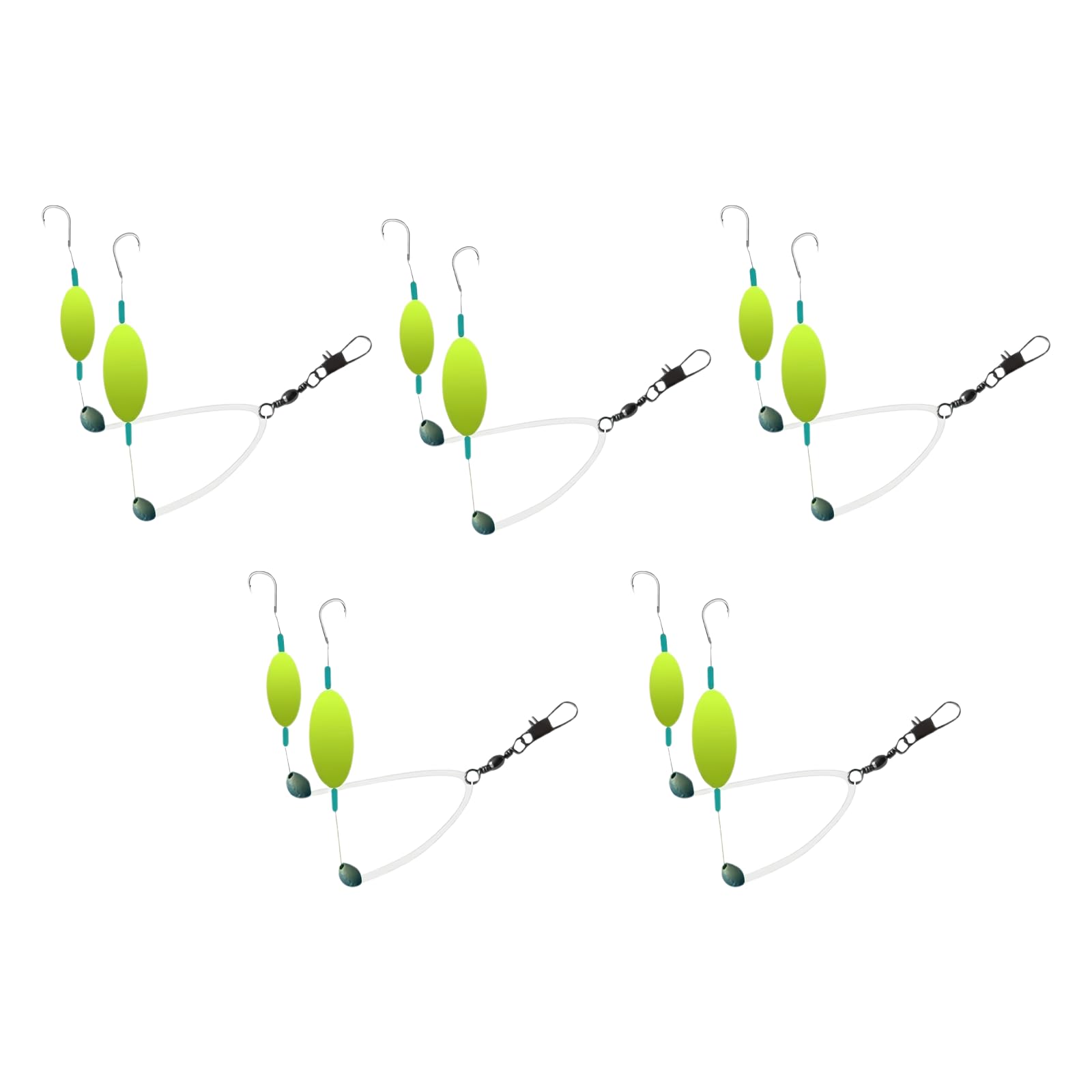 AYNKH 5 Pcs Float Fishing Tackle Set, Double Reverse Split Fishing Hooks for Beach Reservoirs Streams Fishing Freshwater Whiting Grass Carp