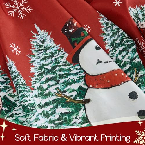 Romanstile Red Christmas Tablecloth, Printed Winter Snowman and Xmas Tree Design Rectangle Table Cloths, Holiday Decorative Stain-Resistant Table Covers for Dining Room Party Decor - 60 x 84 Inch – Image 5