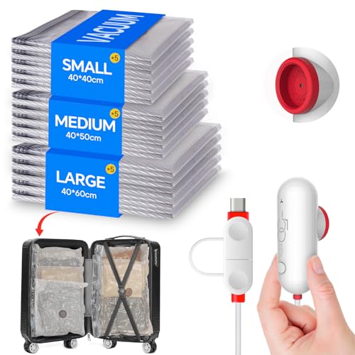 Vacbird Vacuum Storage Bags Set with USB Pump, 15 Pack ...