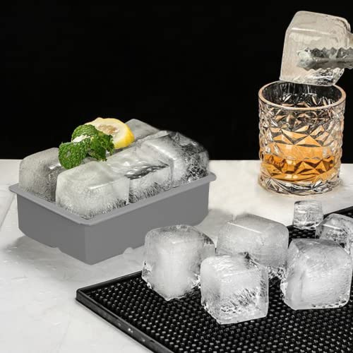 Image of 2 Pack Ice Cube Tray, 2 inch Sphere Ice Ball Mold with Lid & Large Square Maker