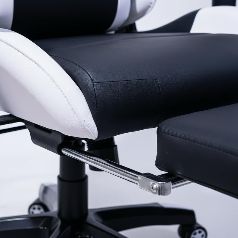 Image of Adcom Mutant Pro Adjustable Gaming Chair, PU Leather, 180 Recline, Ergonomic Neck & Lumbar Support, 4D Armrests with Footrest (Black & White)
