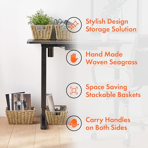 VonHaus Seagrass Storage Baskets, Set of 4 Hand-Woven Display Hampers - Bathroom Storage Baskets for Shelves - Nesting Natural Woven Seagrass Organiser w/Handles for Bedroom & Home Office - Cosy Home Interiors VonHaus Seagrass Storage Baskets, Set of 4 Hand-Woven Display Hampers - Bathroom Storage Baskets for Shelves - Nesting Natural Woven Seagrass Organiser w/Handles for Bedroom & Home Office - Image 2