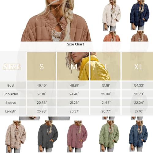 Quilted Jacket for Women Lightweight Coat Full Zip Stand Collar Oversized Dolman Quilted Jackets Loose Warm Winter Outwears3