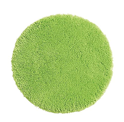 PANA Tapis de Bain Moelleux et Douillet (Rond 56 cm) • Tapis de Bain en Microfibre Souple - antidérapant & Lavable • Tapis de Douche (Vert)
