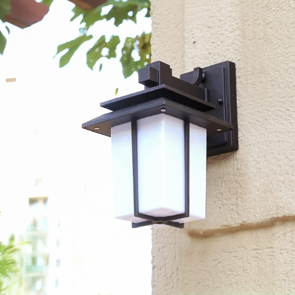 OZBMA Outdoor Porch lamp Wall Lights Lantern with Opal Glass, E27 Matte Black Sconce Lighting,Luxury (Onecolor)