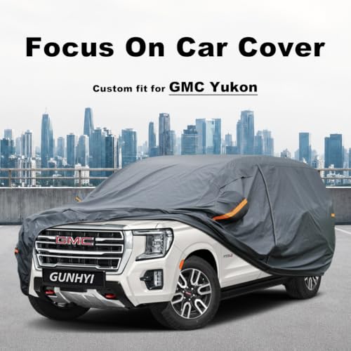 Image of GUNHYI Premium Car Cover Custom Fit GMC Yukon (2006-2026), not fit Yukon XL, 16 Layers Heavy Duty Car Cover Waterproof All Weather with Zipper Door for Sun Rain Snow Dust Uv Protection