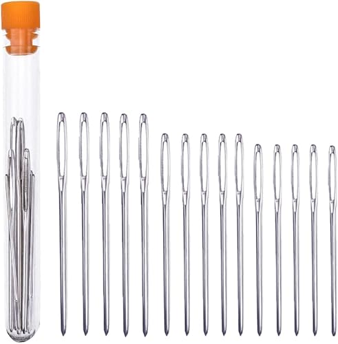 ccHuDE 60 agujas de coser romas, agujas de tejer de hilo de ojos grandes, agujas de bordar artesanales, agujas de coser a mano de varios tamaños con