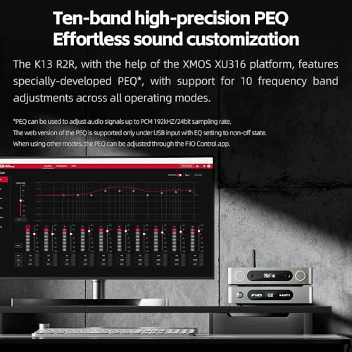 Image of FiiO K13 R2R Desktop DAC & Headphone Amp, High-Fidelity 24Bit R2R DAC, Powerful 2400mW Output, LDAC Bluetooth Streaming, Dual Power Supply, 10-Band PEQ, Balanced XLR & RCA Audio Output (Silver)