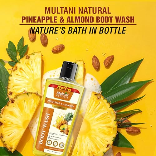 Image of Multani Naturals Pineapple & Almond Body Wash | Refreshing Herbal Body Cleanser for Men & Women | Nourishing, Paraben & Sulphate Free | Suitable for All Skin Types (270ml)