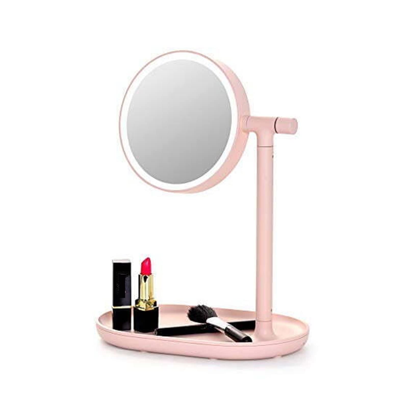 Specchio Da Trucco Con Luci LED - 3 Modalit&agrave; Luce, Ricaricabile USB, Touch Screen - Regalo Perfetto (Rosa)