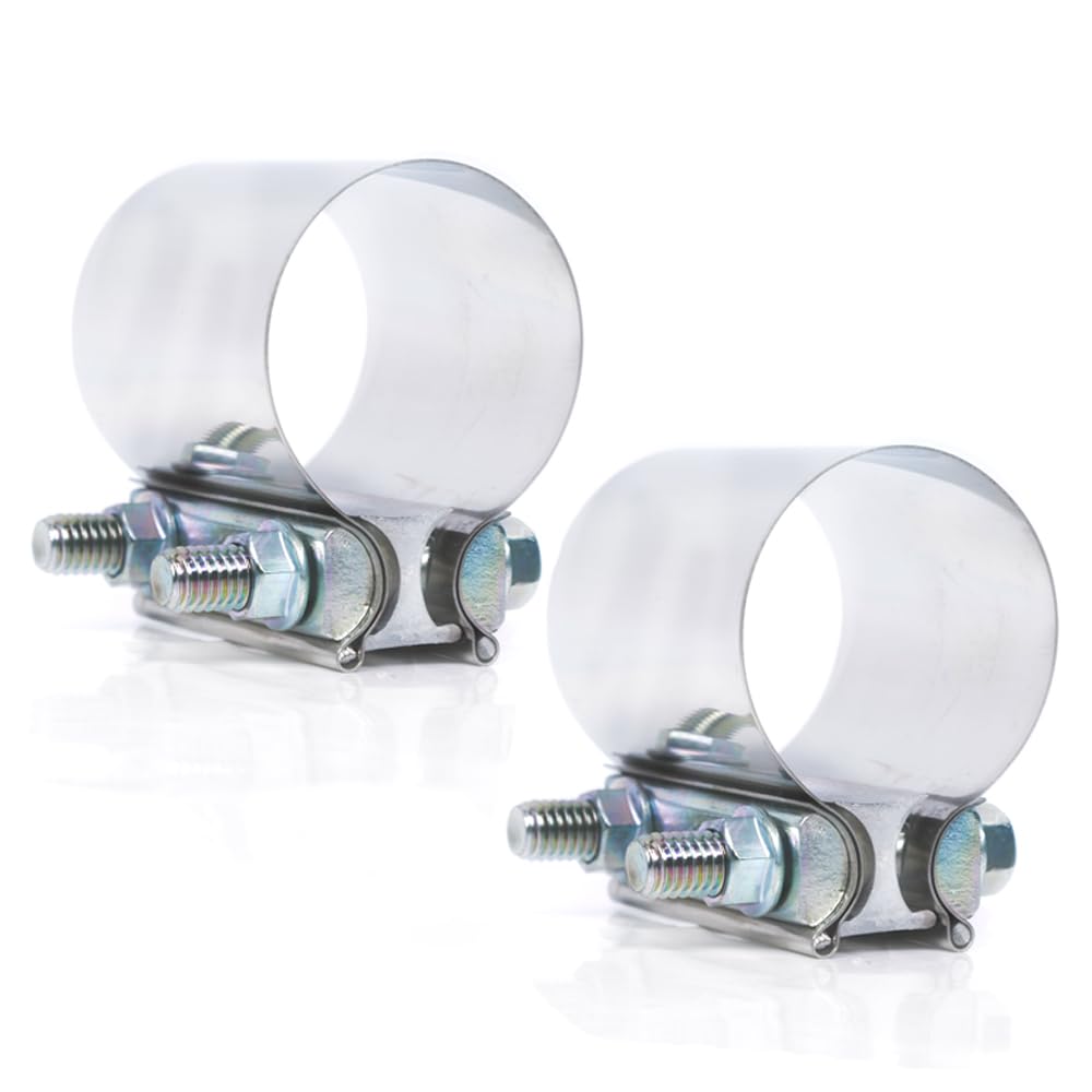 Emotor Universal 3 inch Butt Joint Exhaust Clamp Stainless Steel Lap Joint Band Clamp(2 Pieces)-image-5
