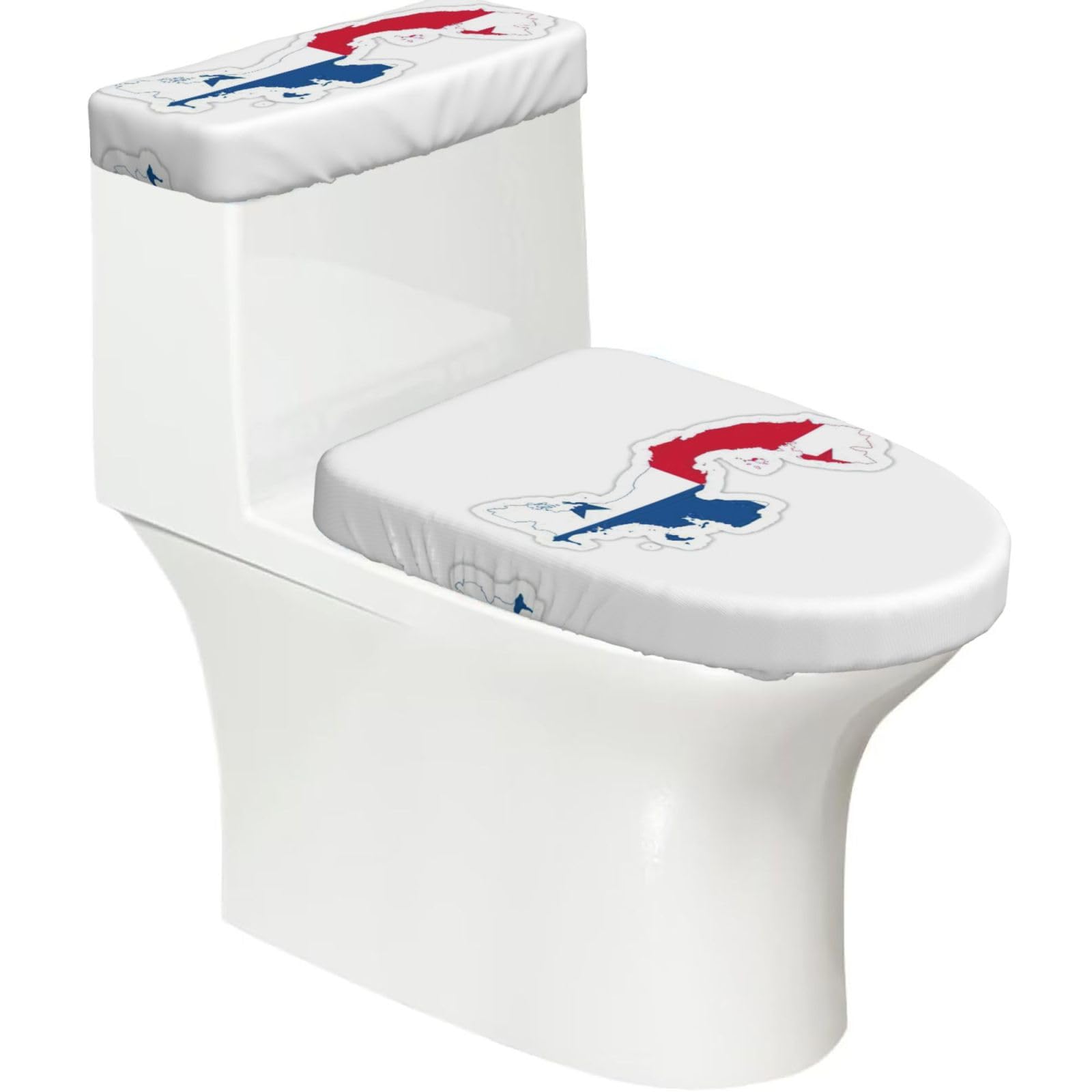 Panama Flag Map Print Toilet Covers Set With Elastic Bottom, Universal Toilet Lid And Toilet Tank Covers